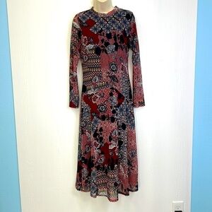 Enfocus Studio - Beautiful Printed Burgundy Floral Mesh Maxi Dress Size 8